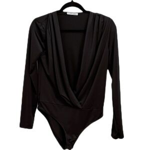 Zara Black Long Sleeve Bodysuit Size Medium